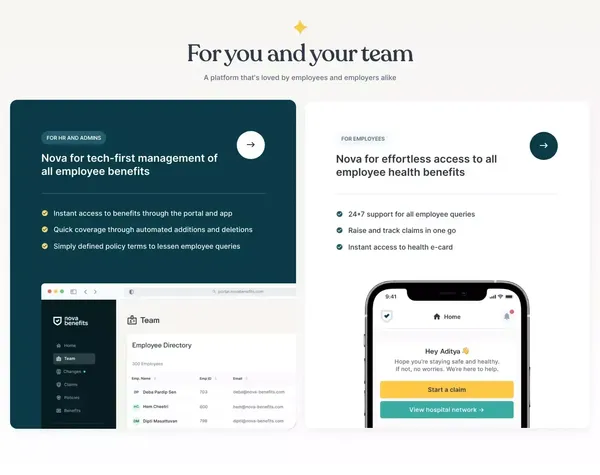 Employee Health Insurance and Benefits Platform | Nova Benefits - Landing design inspiration