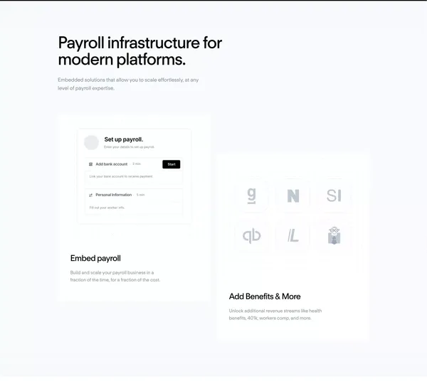 Embedded Payroll for Platforms | Check - Landing design inspiration
