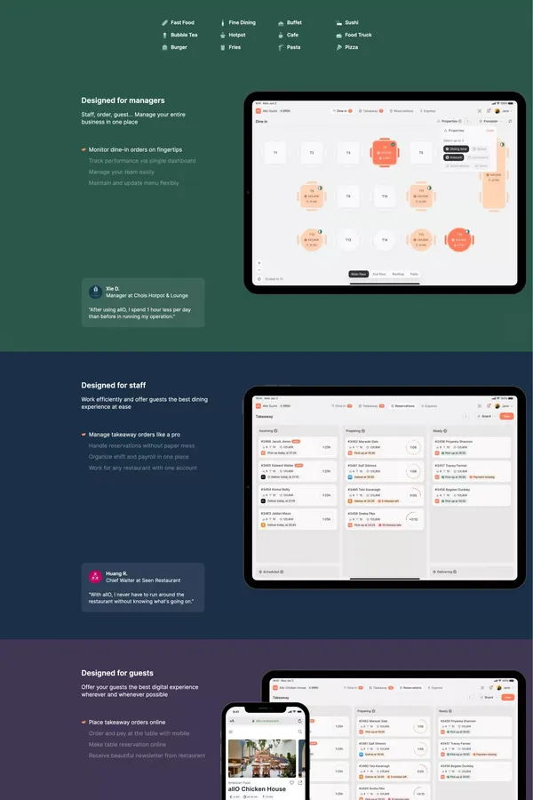 allO - Run the Restaurant Your Guests Love - Landing design inspiration
