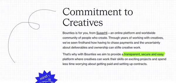 Find and work on your next creative project - Bounties - Landing design inspiration