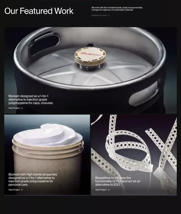 erthos® | We reimagine the building blocks of plastics. - Landing design inspiration