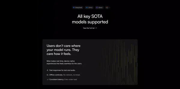 Mirai: On-Device Layer for AI Model Makers & Products - Landing design inspiration