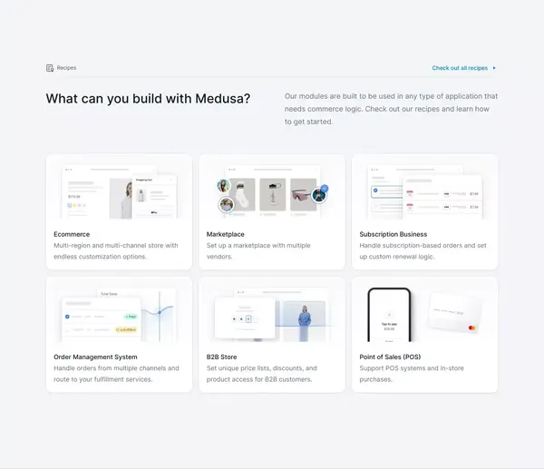 Medusa - Building blocks for digital commerce - Landing design inspiration