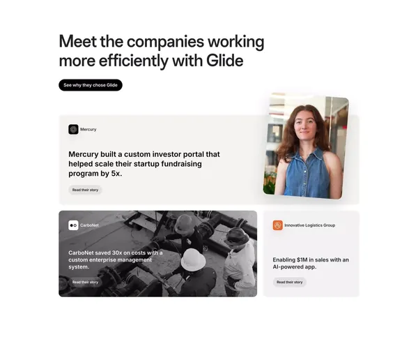 No Code App Builder: Create Custom, AI-Powered Apps | Glide - Landing design inspiration