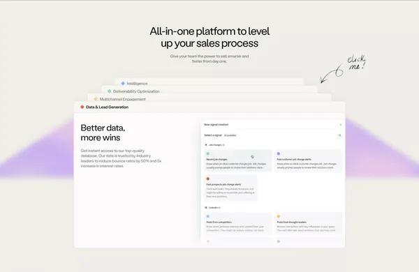 Amplemarket: AI sales copilot for precision selling success - Landing design inspiration