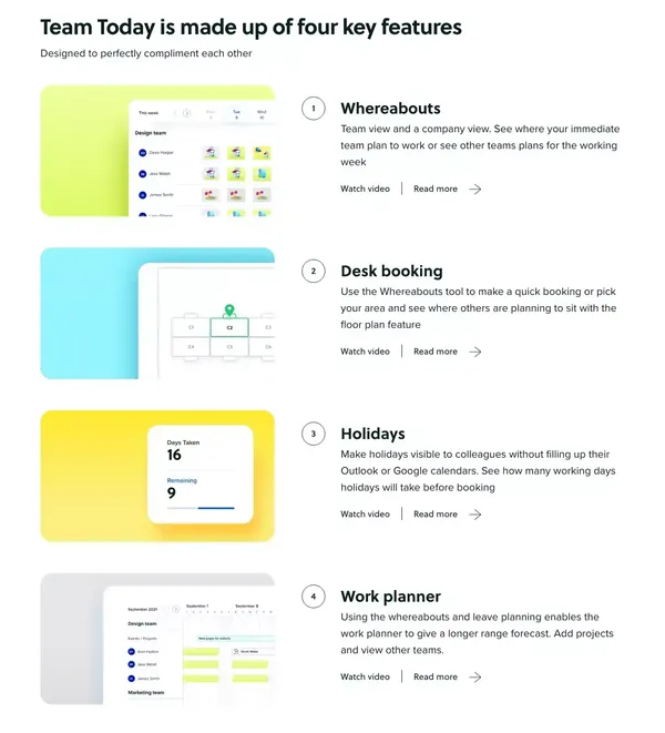 Team Today: Plan hybrid working for your team - Landing design inspiration