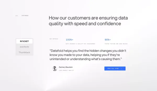 Proactive Data Quality Platform | Datafold - Landing design inspiration