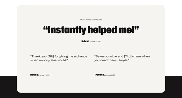 Cash Advances & Credit Cards—Powered by Your Potential | Tilt - Landing design inspiration