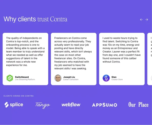 Freelance Marketplace: Commission-Free | Contra - Landing design inspiration