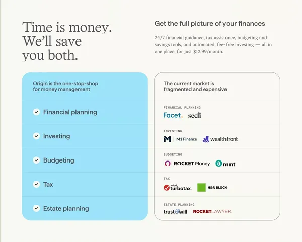 Origin - Let's Talk Money - Landing design inspiration