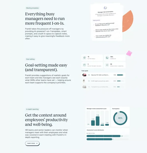 Frankli - Performance Management Software for Continuous Feedback - Landing design inspiration