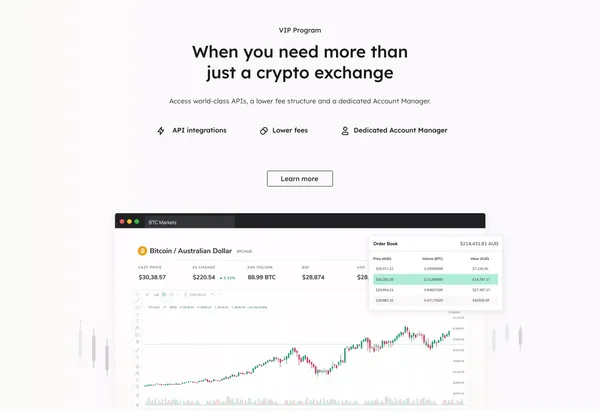 BTC Markets - Landing design inspiration