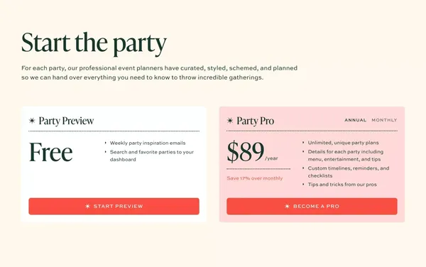 Partytrick • Memorable Gatherings Made Doable - Landing design inspiration