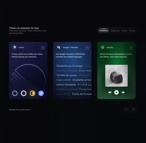 Raycast - Your shortcut to everything - Landing design inspiration