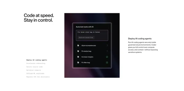 Coder | Cloud Development Environment: Remote & Self Hosted - Landing design inspiration
