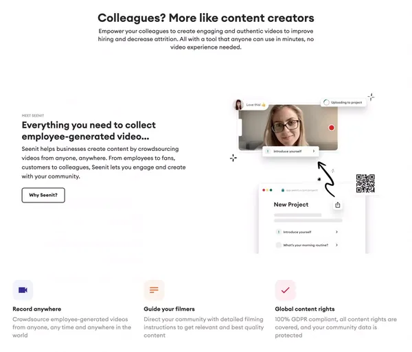 The employee-generated video platform | Seenit - Landing design inspiration