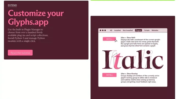 Glyphs - Landing design inspiration