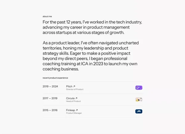 Roxane Hassler / Product Leadership Coaching - Landing design inspiration