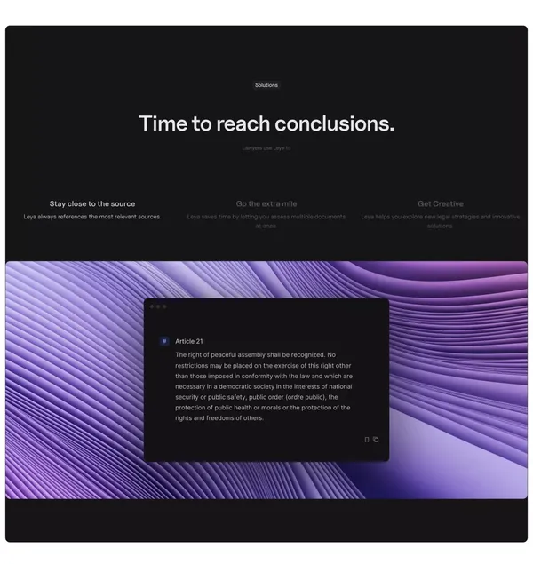 Leya | The future of legal work - Landing design inspiration