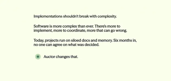 Auctor | AI System of Action for Software Implementations - Landing design inspiration