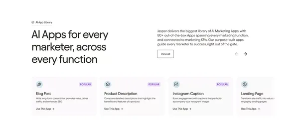 AI that’s built for marketing – Jasper - Landing design inspiration