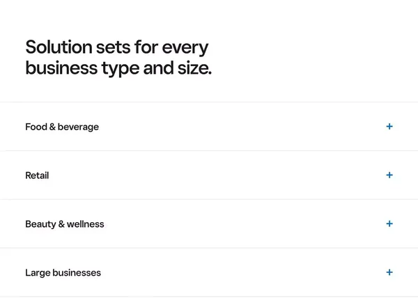 Square | Solutions For Your Small, Medium & Large Business - Landing design inspiration