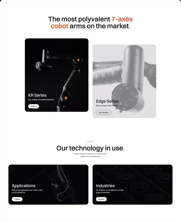 Collaborative Robot Manufacturer Company | Kassow Robots - Landing design inspiration