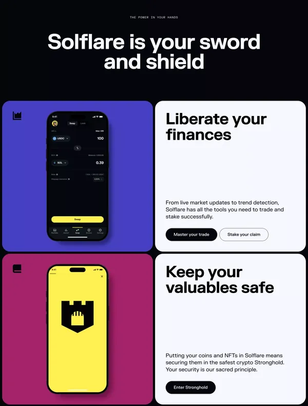 Manage your Solflare wallet with ease | Solflare - Landing design inspiration