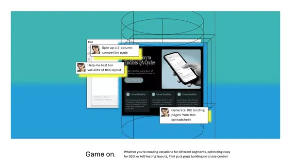 Flint | Autonomous websites. Launch landing pages fast. - Landing design inspiration