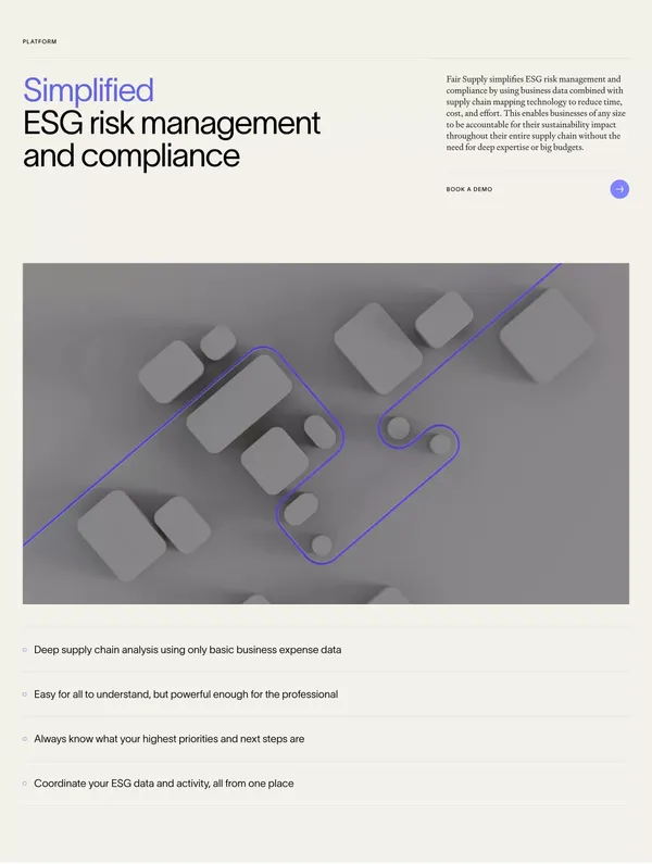 Fair Supply - Cloud-based ESG Risk Management and Compliance - Landing design inspiration
