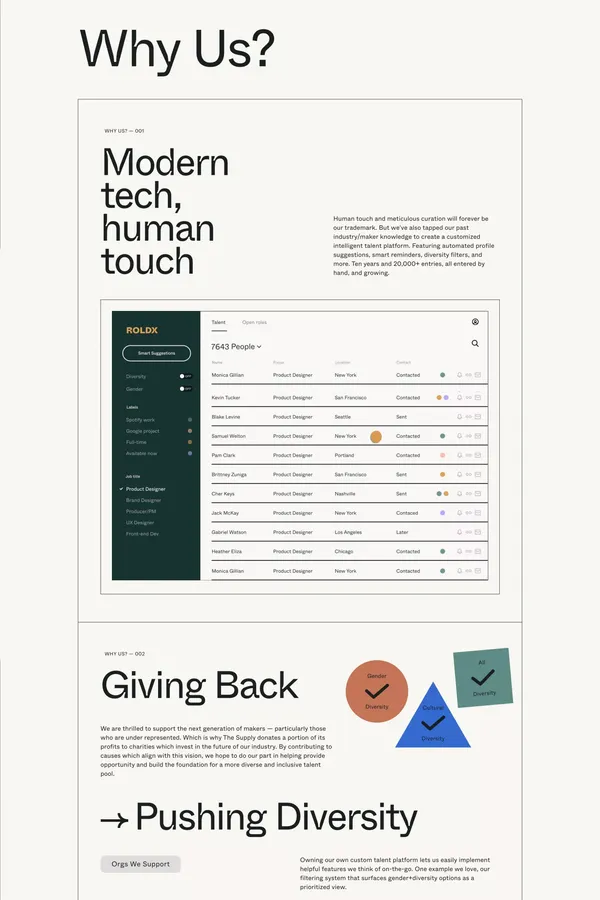 The Supply / Curated Digital Talent - Landing design inspiration