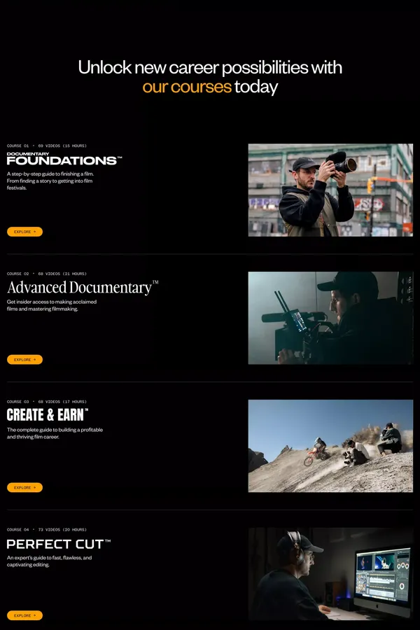 The Art of Documentary - Landing design inspiration