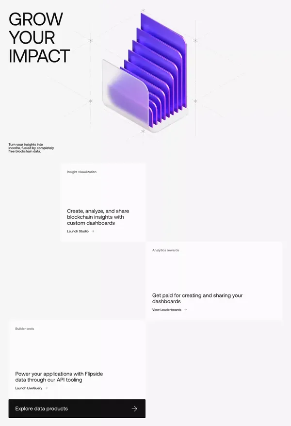 Flipside | Blockchain Growth Through Data Science - Landing design inspiration