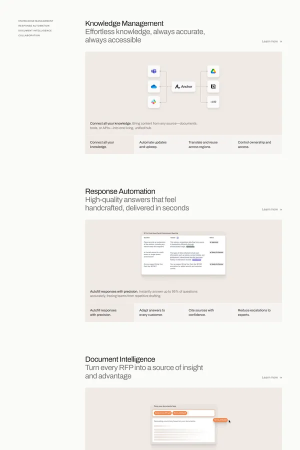 AI-Native RFP Automation Platform | Anchor - Landing design inspiration
