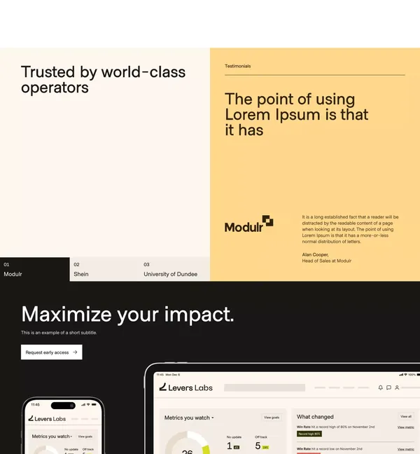 Levers | The Operating System for Tracking, Planning & Growth - Landing design inspiration
