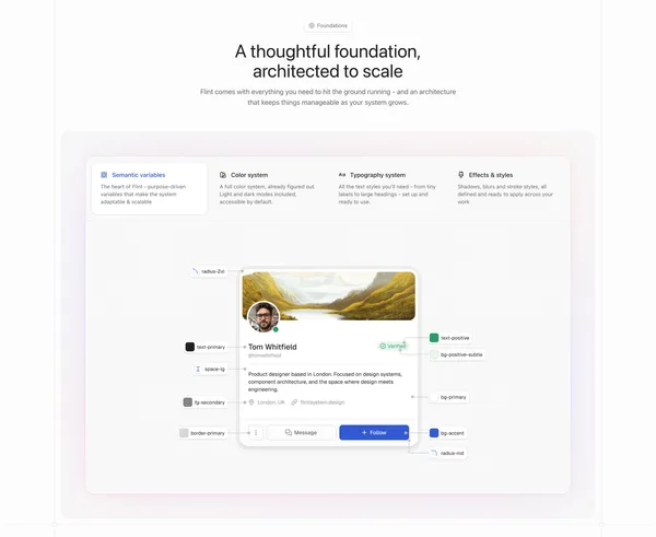 Flint — The design system you'll actually want to keep - Landing design inspiration