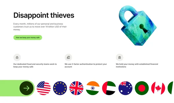 Wise: The international account | Money without borders | Wise Germany - Landing design inspiration