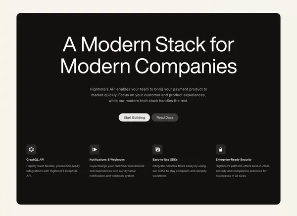 Highnote | The New Standard for Payments - Landing design inspiration