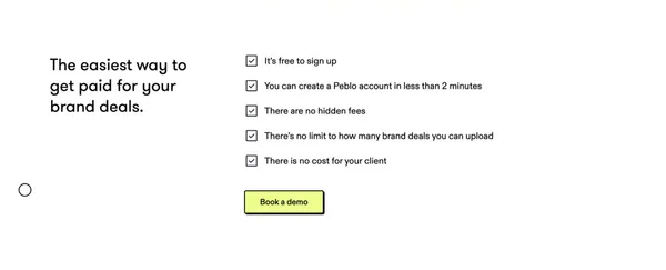 Peblo | Paying creators faster - Landing design inspiration