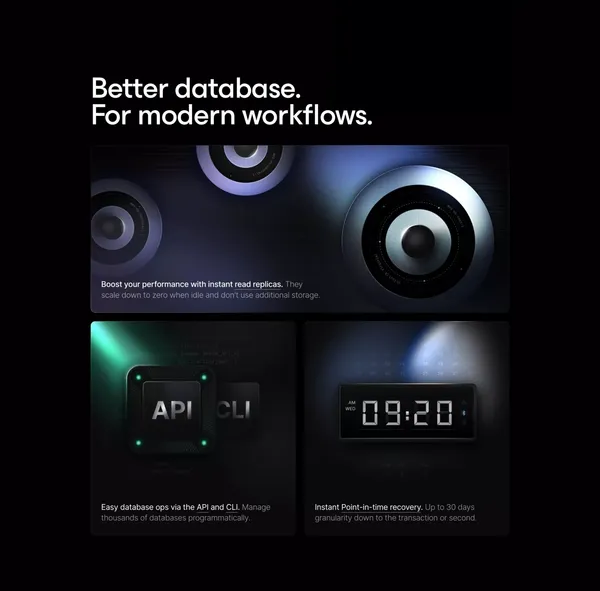 Neon — Ship faster with Postgres - Landing design inspiration