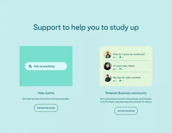 Get started | Pinterest Business - Landing design inspiration