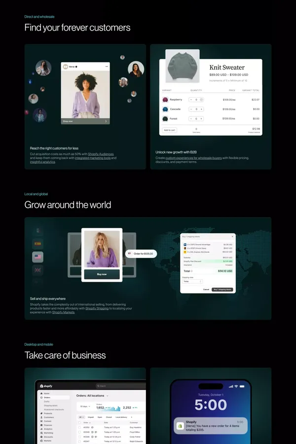 Shopify - Landing design inspiration