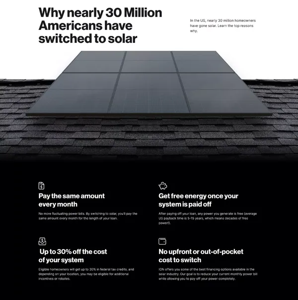 ION Solar | Solar that’s easy, efficient & stress free. - Landing design inspiration