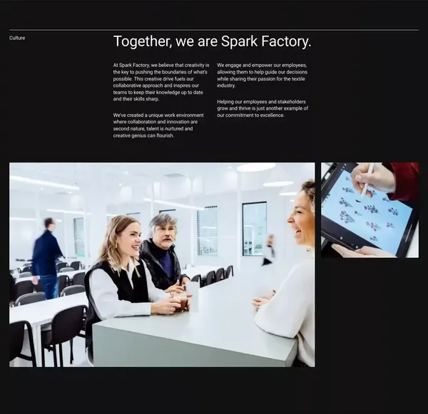 Spark Factory | Leading apparel fashion and decor manufacturer in Quebec | Spark Factory - Landing design inspiration