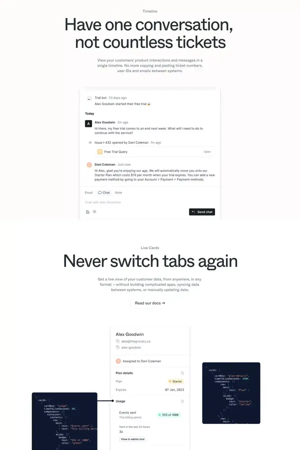 Plain - Customer support for modern tools - Landing design inspiration
