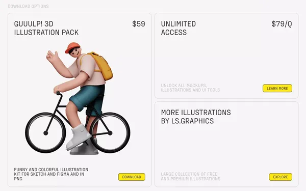 GUUULP! 3d Illustration Kit - Landing design inspiration