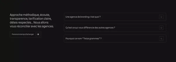 Treize grammes - Agence de Branding - Landing design inspiration
