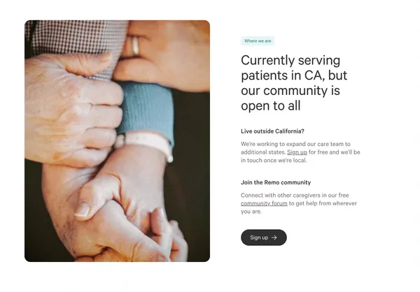 Better Dementia Care - Remo Health - Landing design inspiration