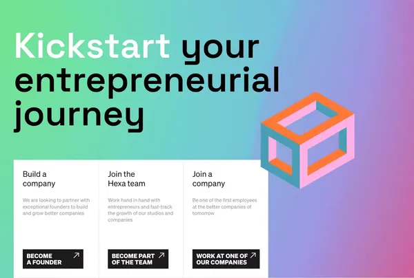 Hexa - A new way for entrepreneurship - Landing design inspiration