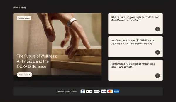 Oura Ring. Smart Ring for Fitness, Stress, Sleep & Health. - Landing design inspiration